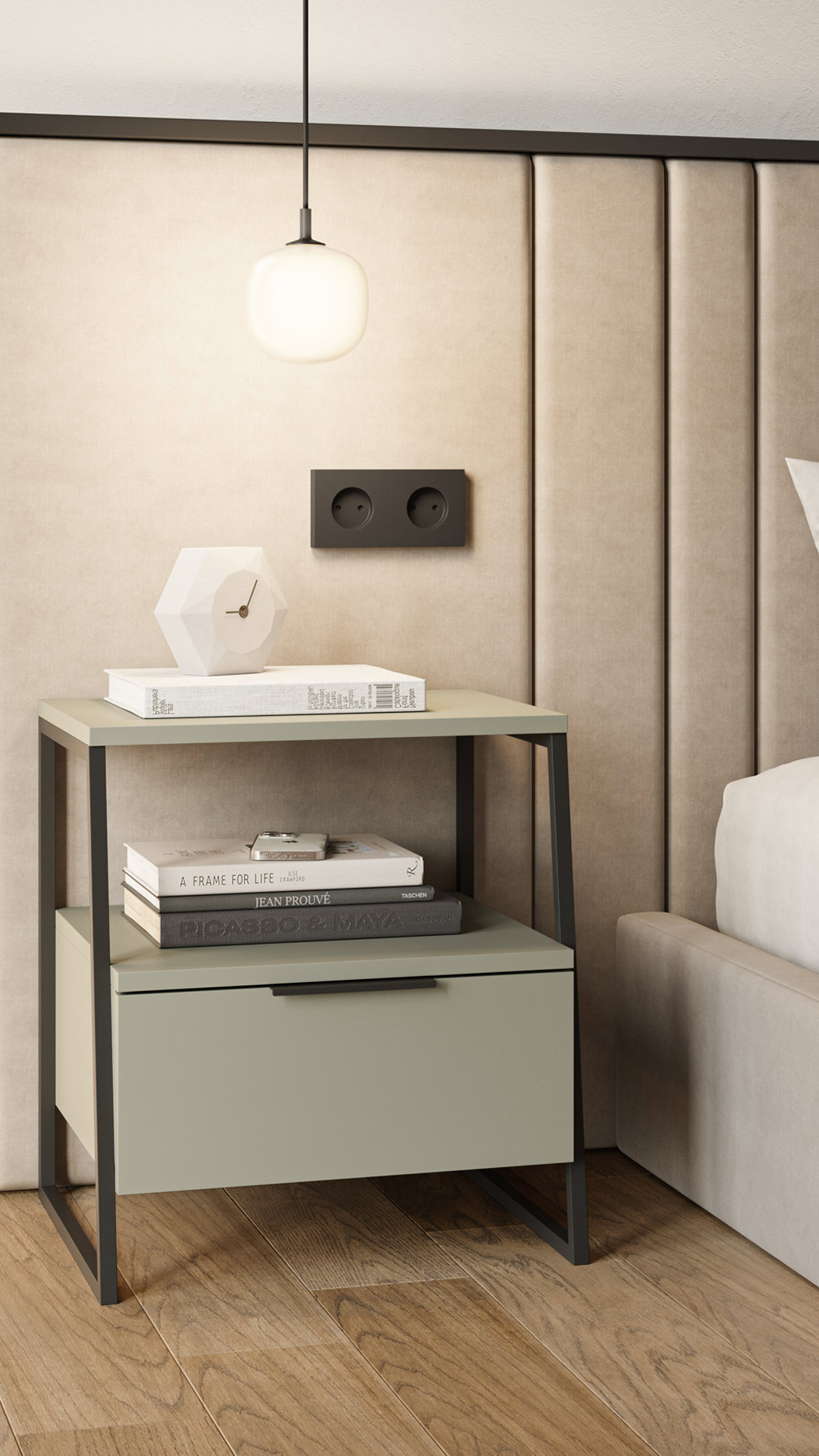 Mesita de Noche verde Vexi | Top Mueble