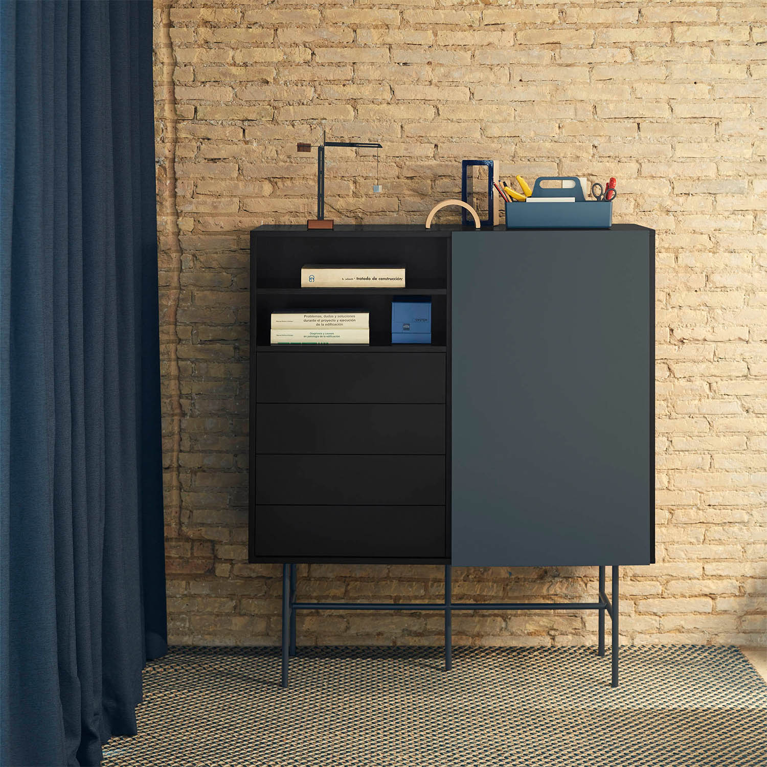 Mueble Auxiliar Puerta Corredera Gris Antracita Nube Ambiente | Top Mueble