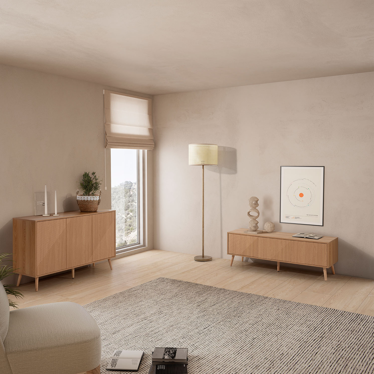 Conjunto Aparador y Mueble TV Roble 130 cm Louise | Top Mueble
