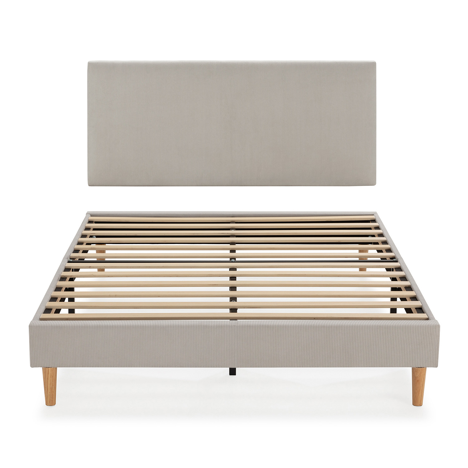 Conjunto Cabecero y Base Tapizada Gris Olbia | Top Mueble
