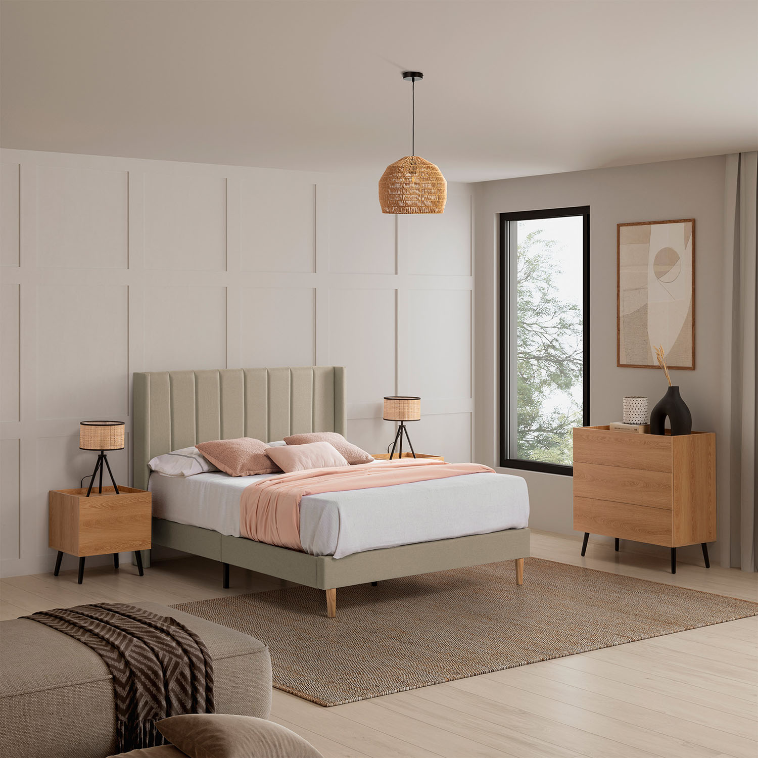 Cama Tapizada Nevado Ambiente | Top Mueble