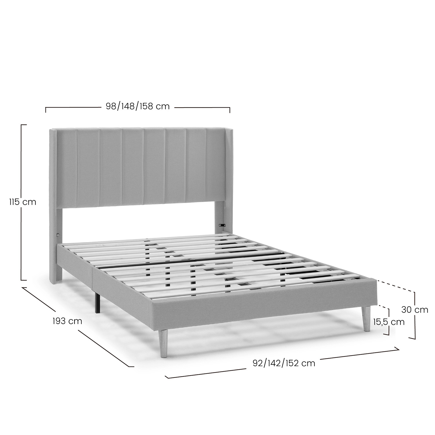 Cama tapizada Noruega Dimensiones | Top Mueble