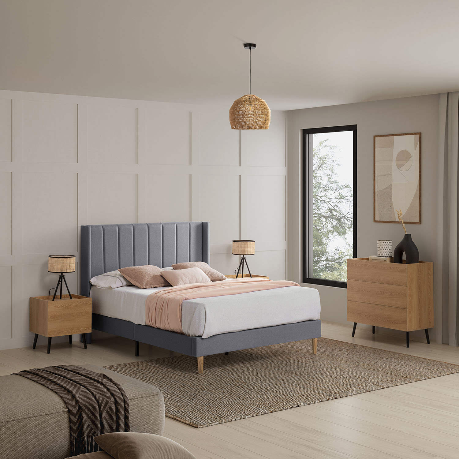 Cama Tapizada Nevado Ambiente | Top Mueble