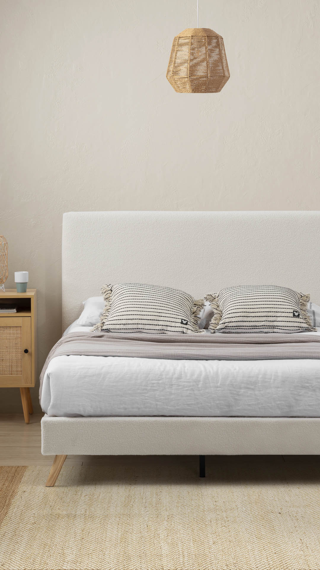Cama tapizada de borreguito Nevado | Top Mueble