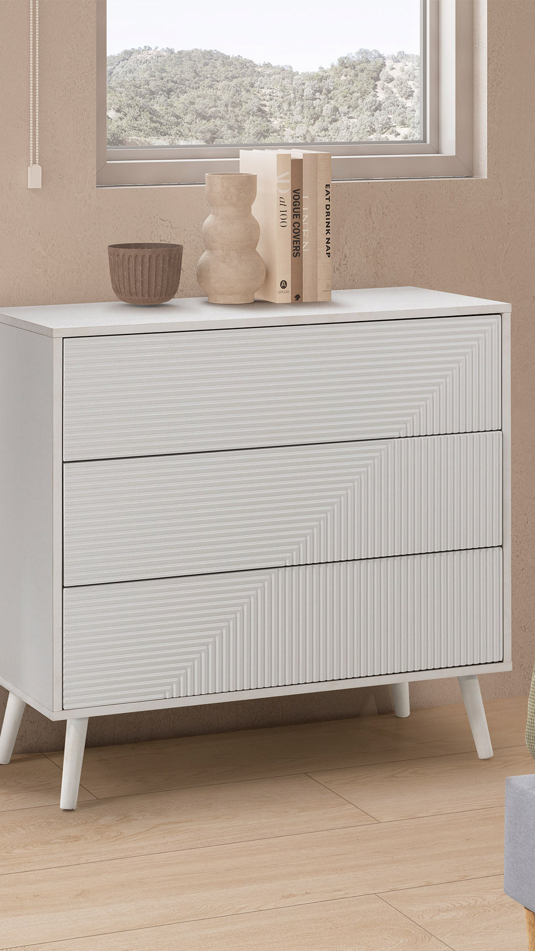 Comoda 3 cajones blanca Louise | Top Mueble