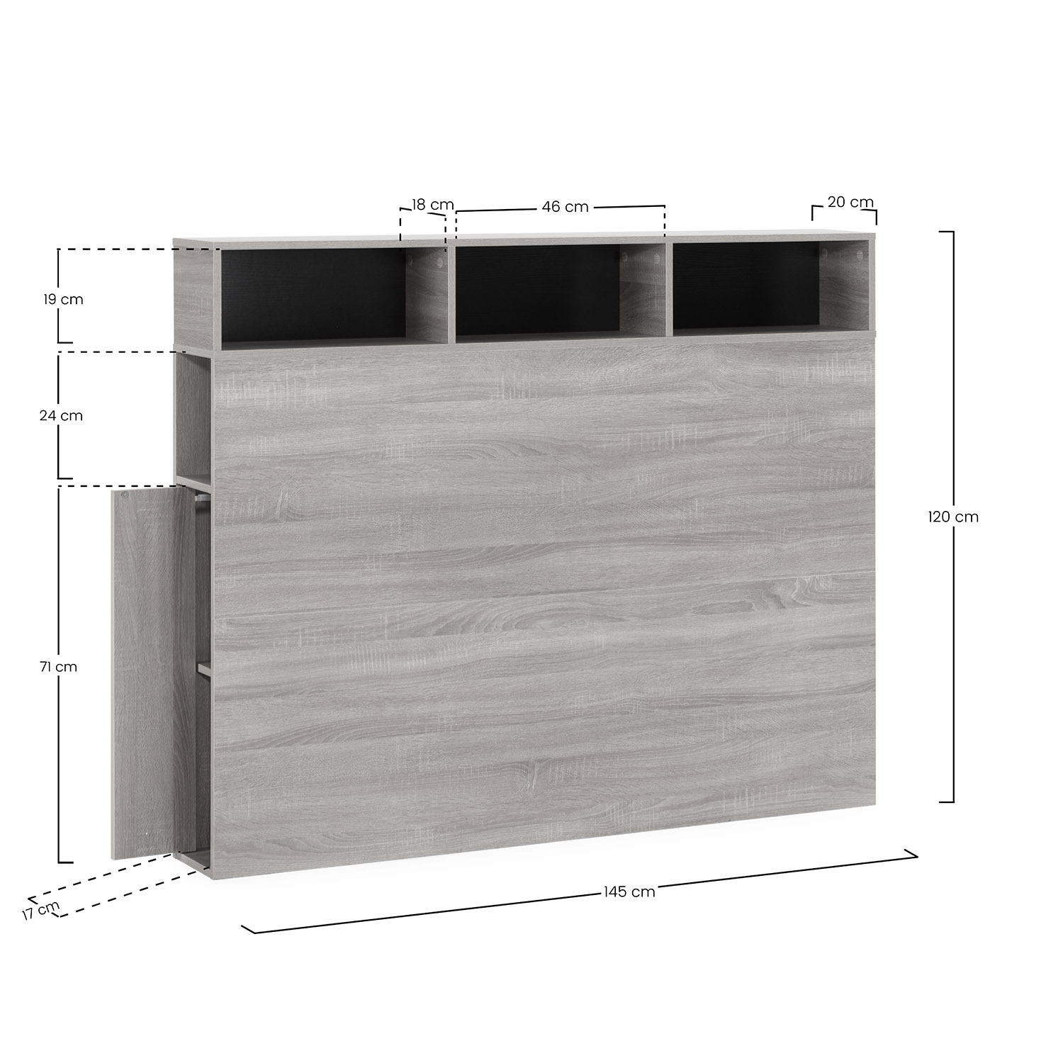Cabecero cama 135 almacenaje Dimensiones | Top Mueble