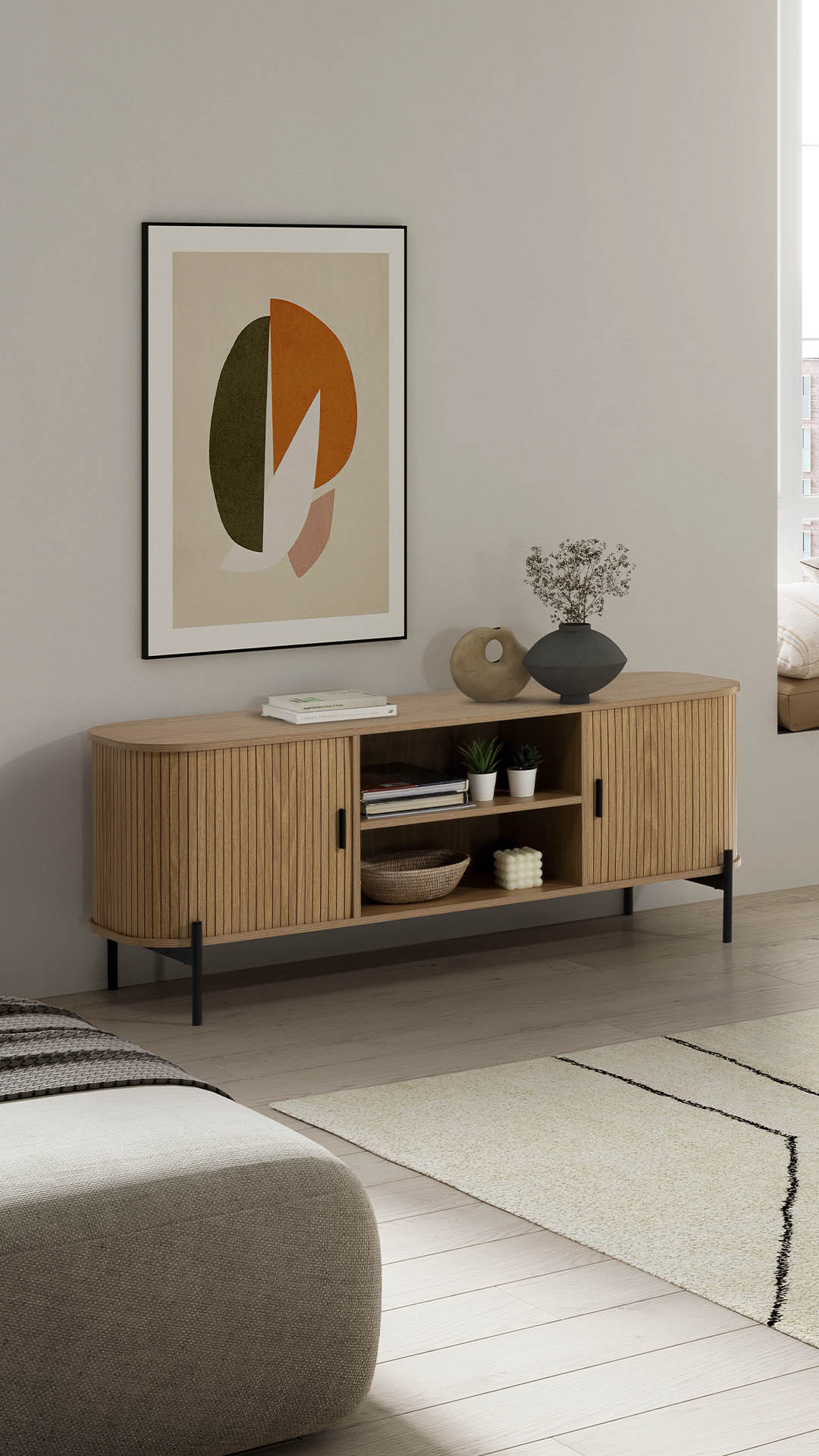 Mueble TV Puertas Correderas Roble Carolina | Top Mueble