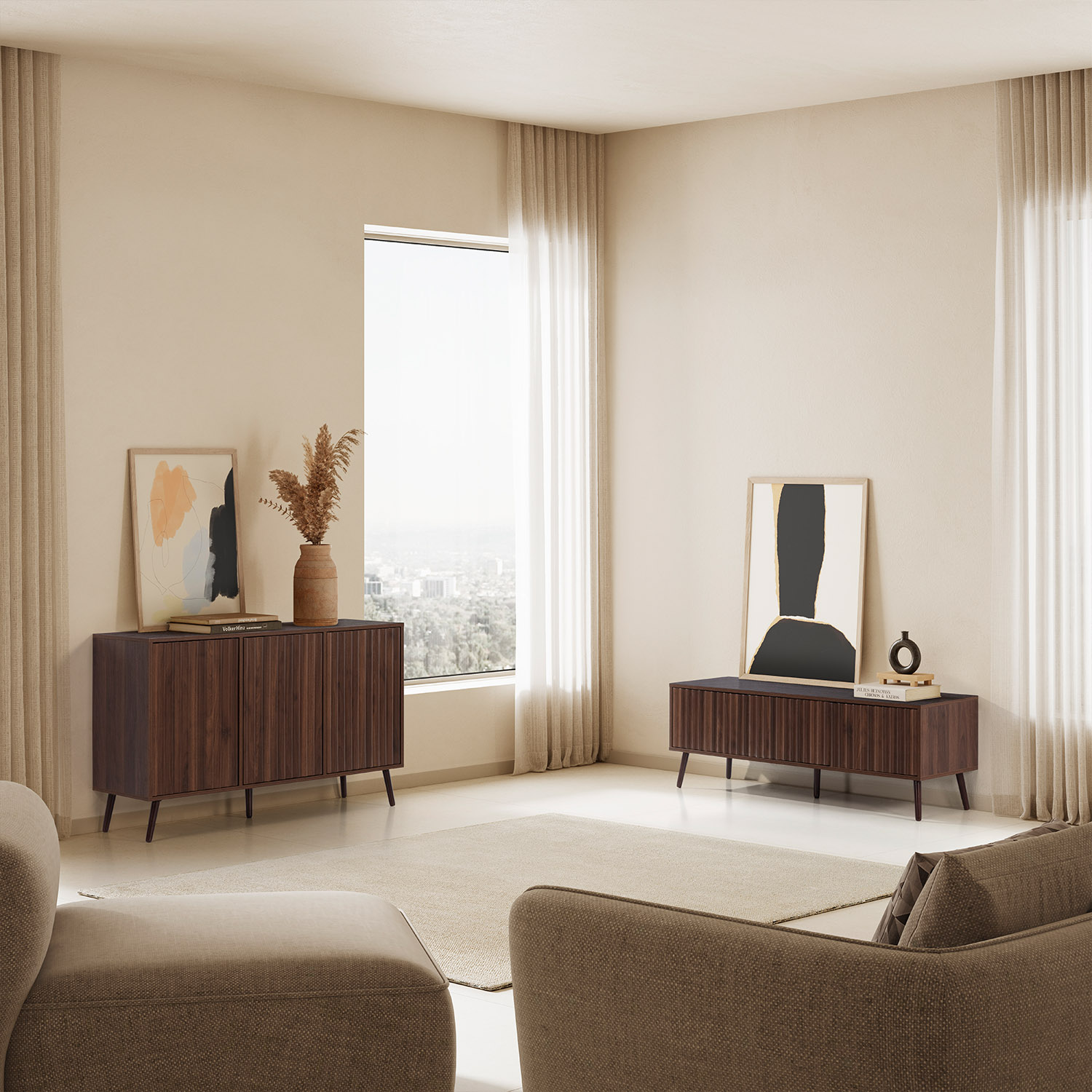 Muebles salon Nogal Layla Ambiente | Top Mueble