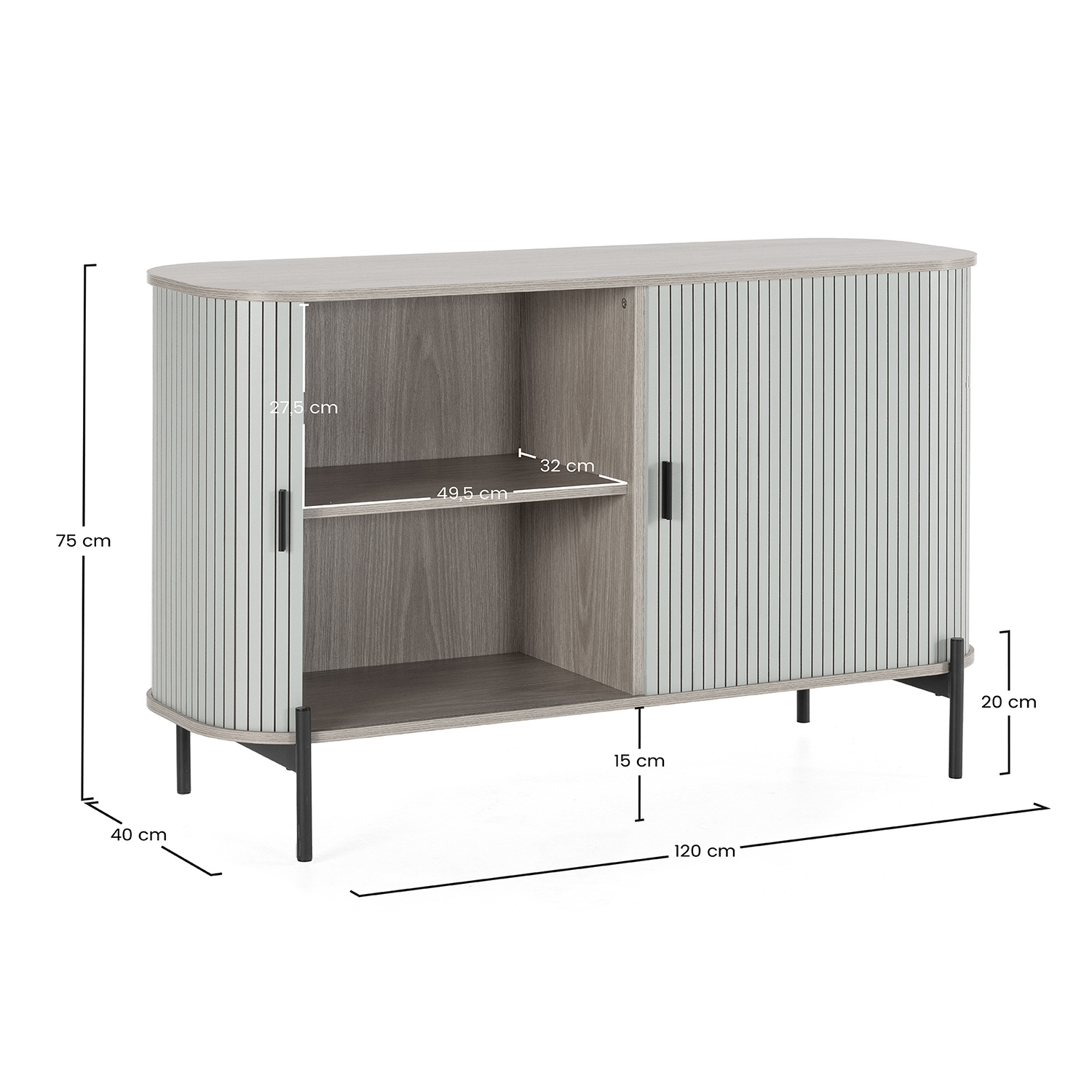 Aparador verde azulado Carolina Dimensiones | Top Mueble