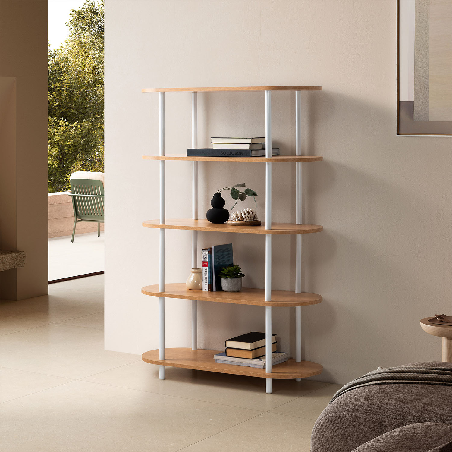 Estanteria Abierta 100 cm Roble Blanco Hannah Ambiente | Top Mueble