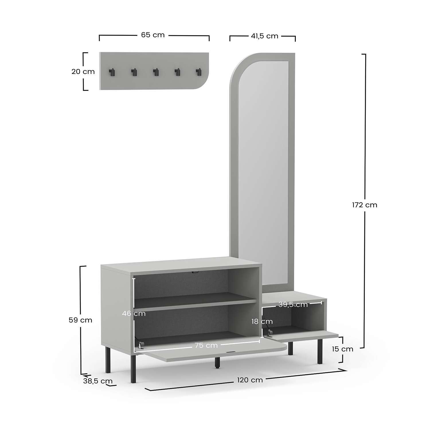 Recibidor con espejo Nayla Dimensiones | Top Mueble