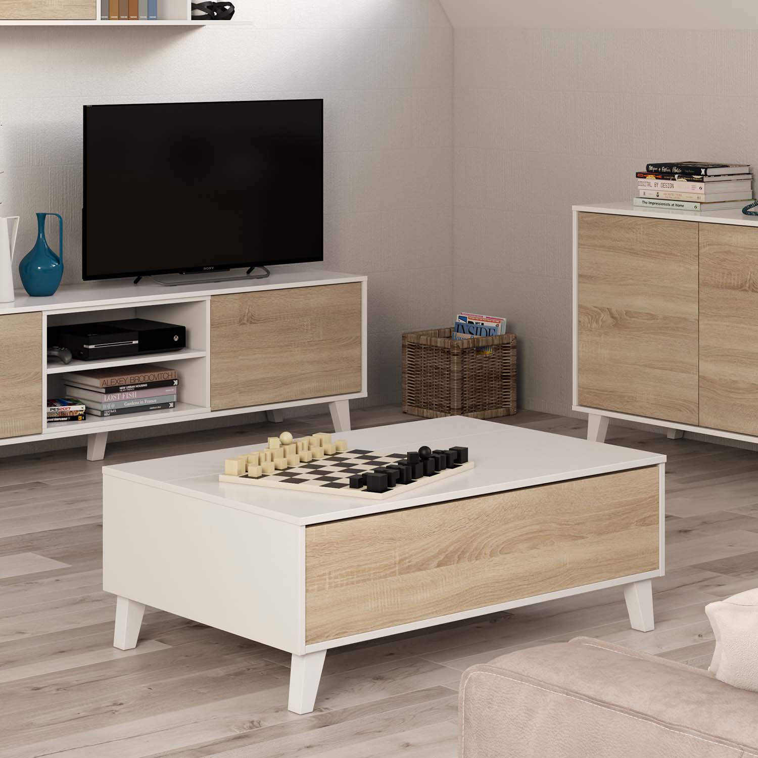 Mesa blanca elevable Kora | Top Mueble