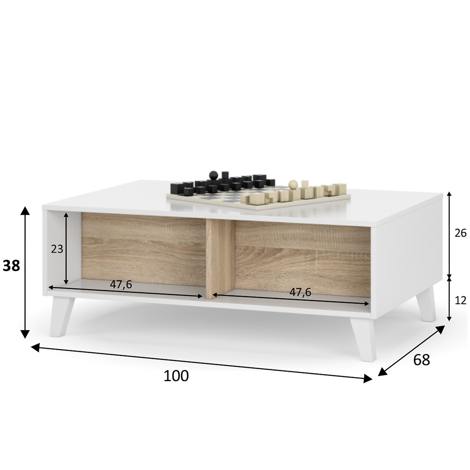 Mesa de centro elevable Kora Dimensiones | Top Mueble