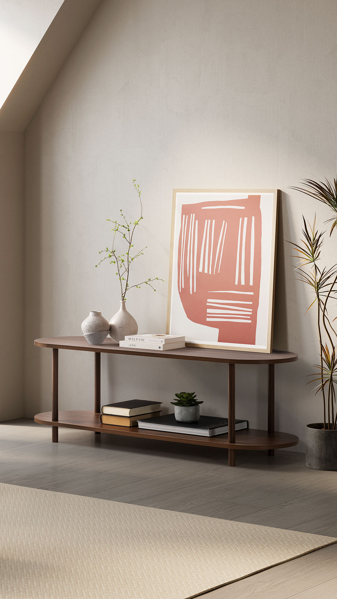 Mueble TV Minimalista 130 cm Nogal Hannah Ambiente | Top Mueble