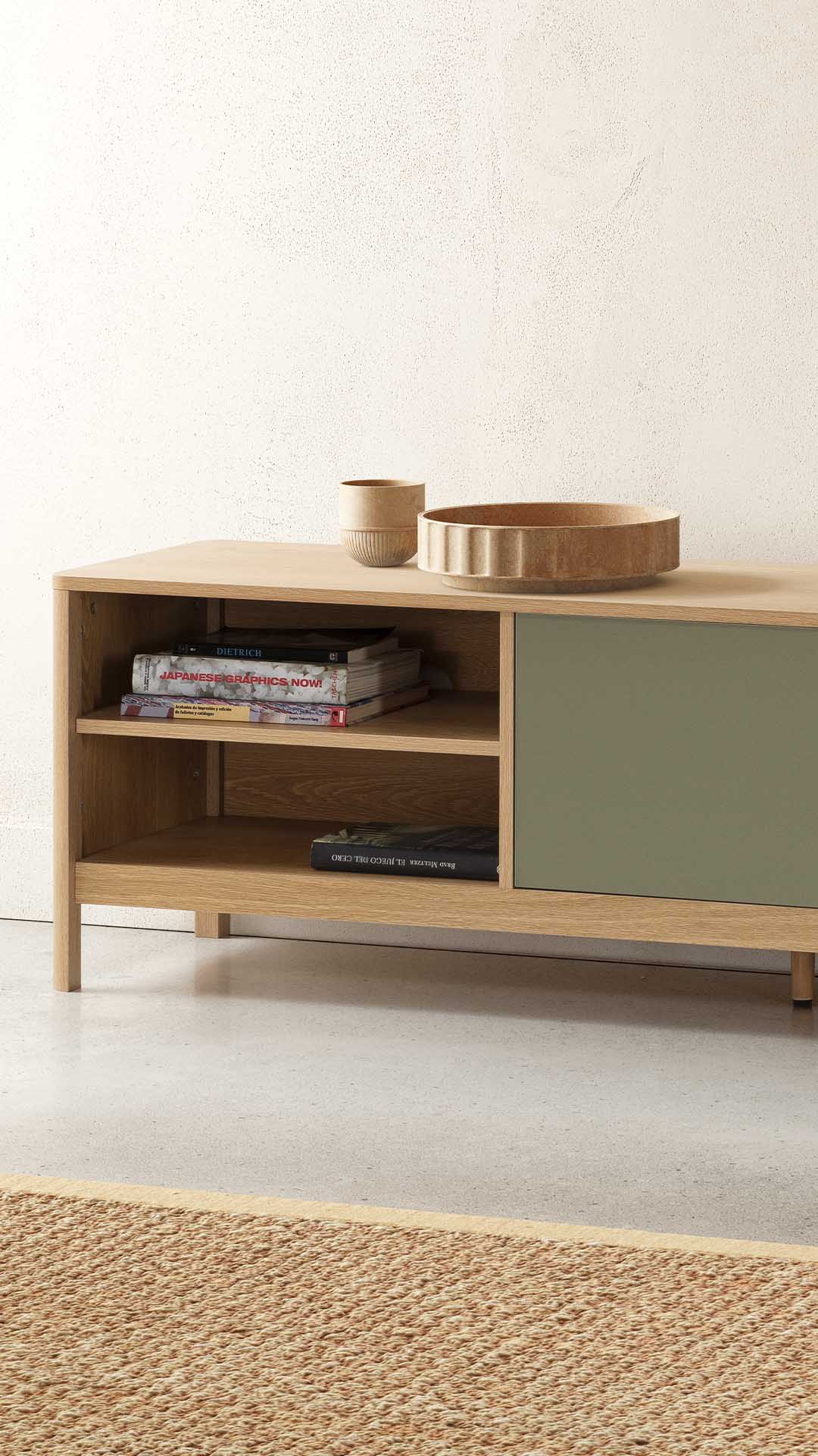 Mueble TV 160 cm Roble Verde Nassaua Ambiente | Top Mueble