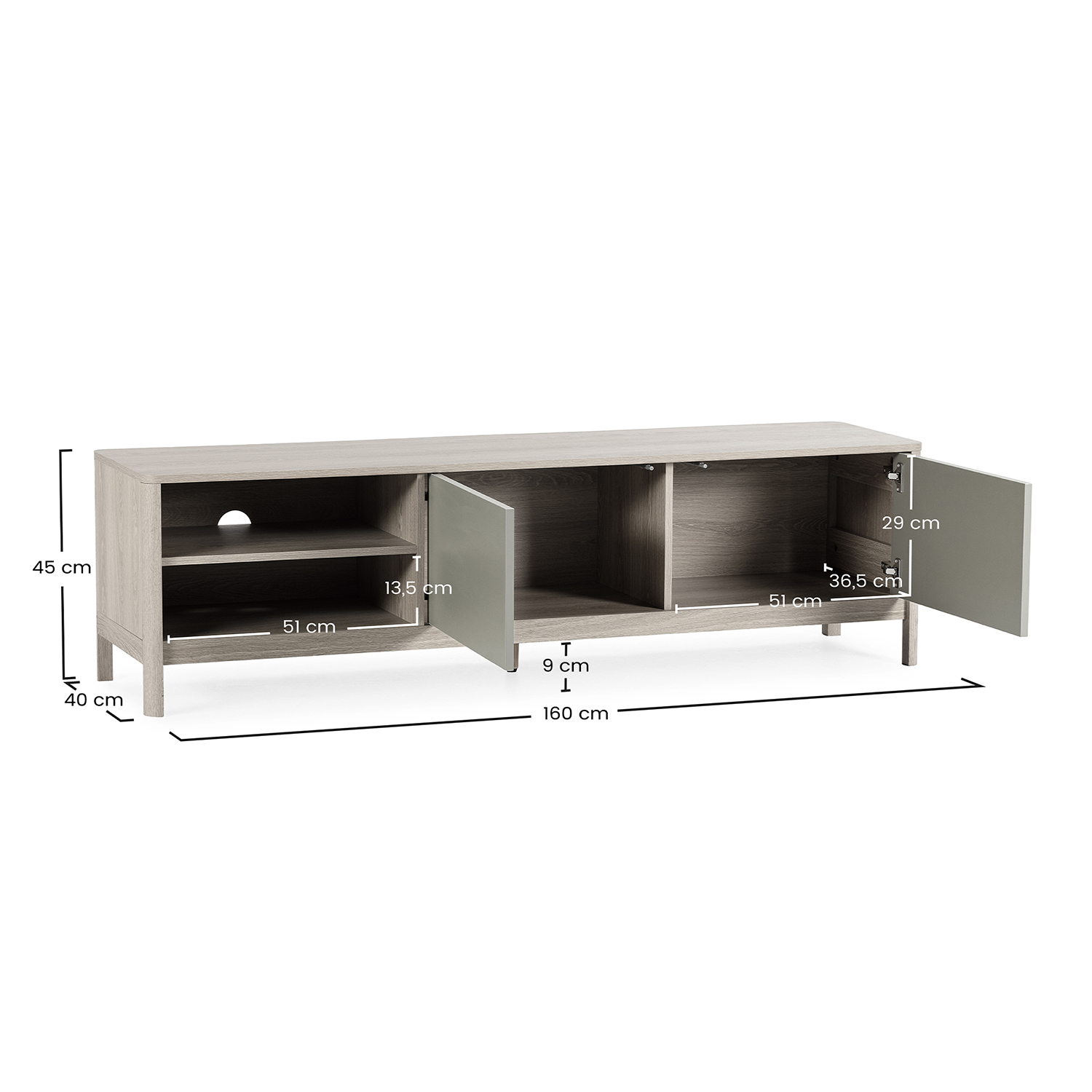 Mueble TV 160 cm Nassaua Dimensiones | Top Mueble