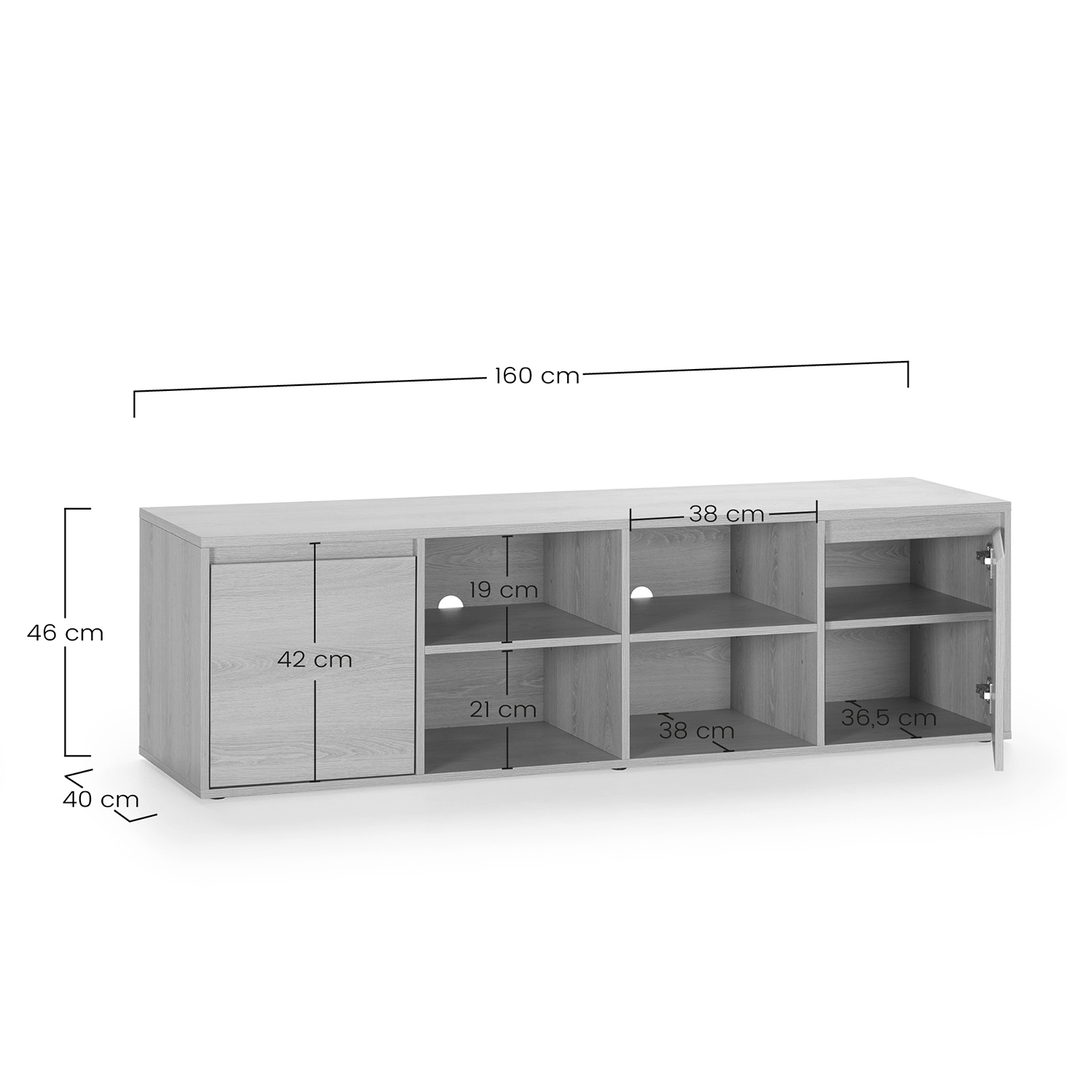 Mueble TV 160 cm Tora Dimensiones | Top Mueble