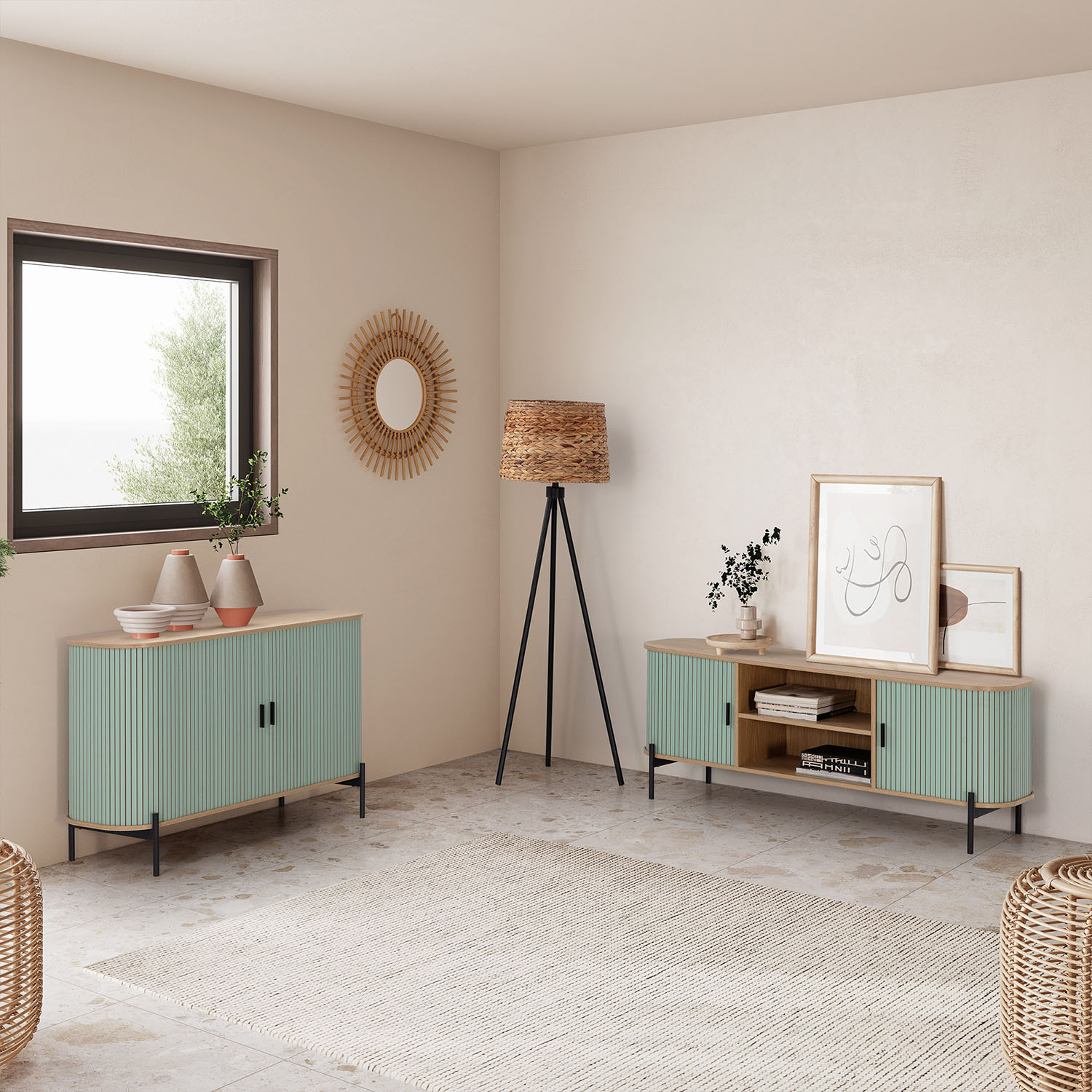 Mueble Tv puertas correderas Carolina Ambiente | Top Mueble