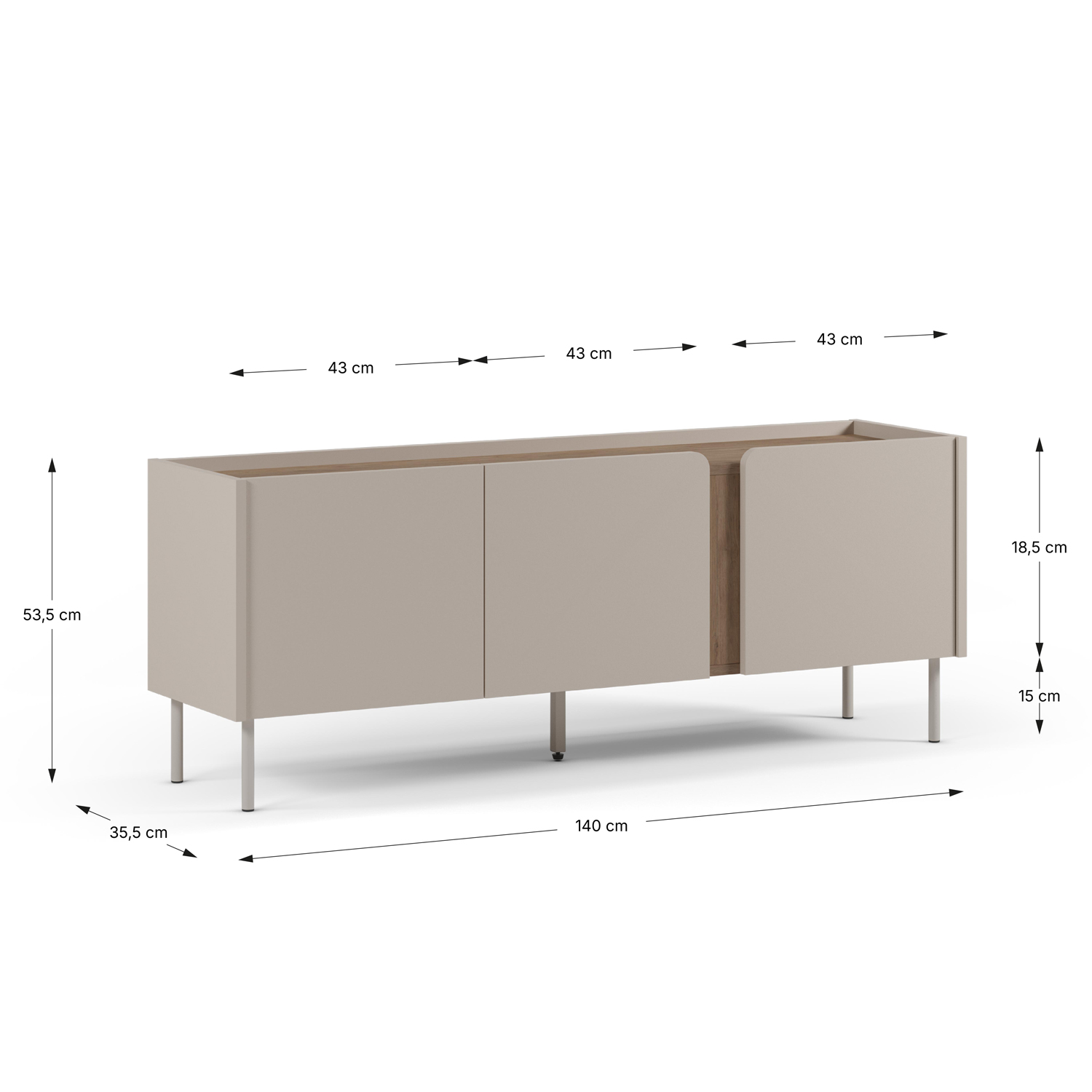 Mueble Tv crema Kirena Medidas | Top Mueble