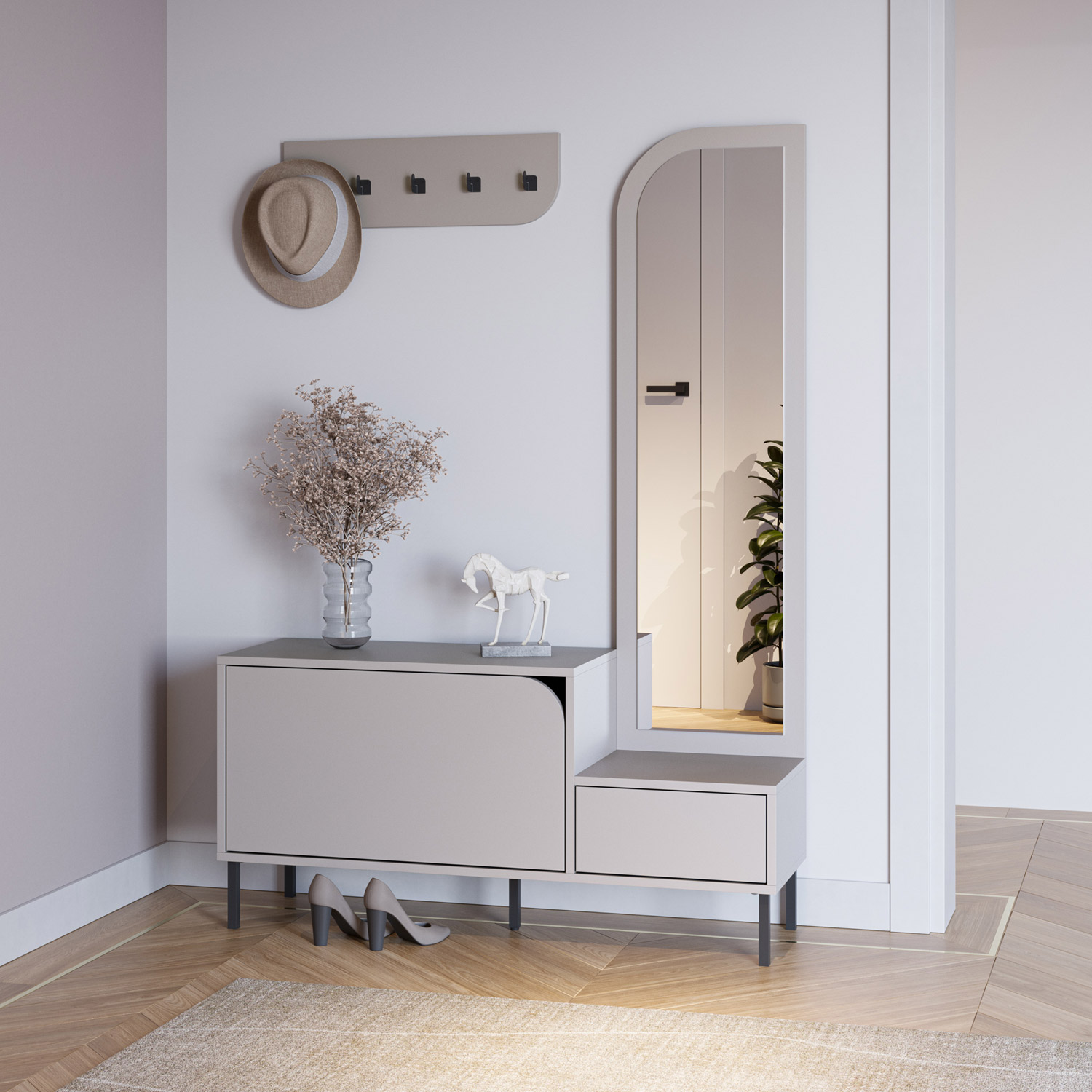 Recibidor zapatero con espejo Nayla Ambiente | Top Mueble