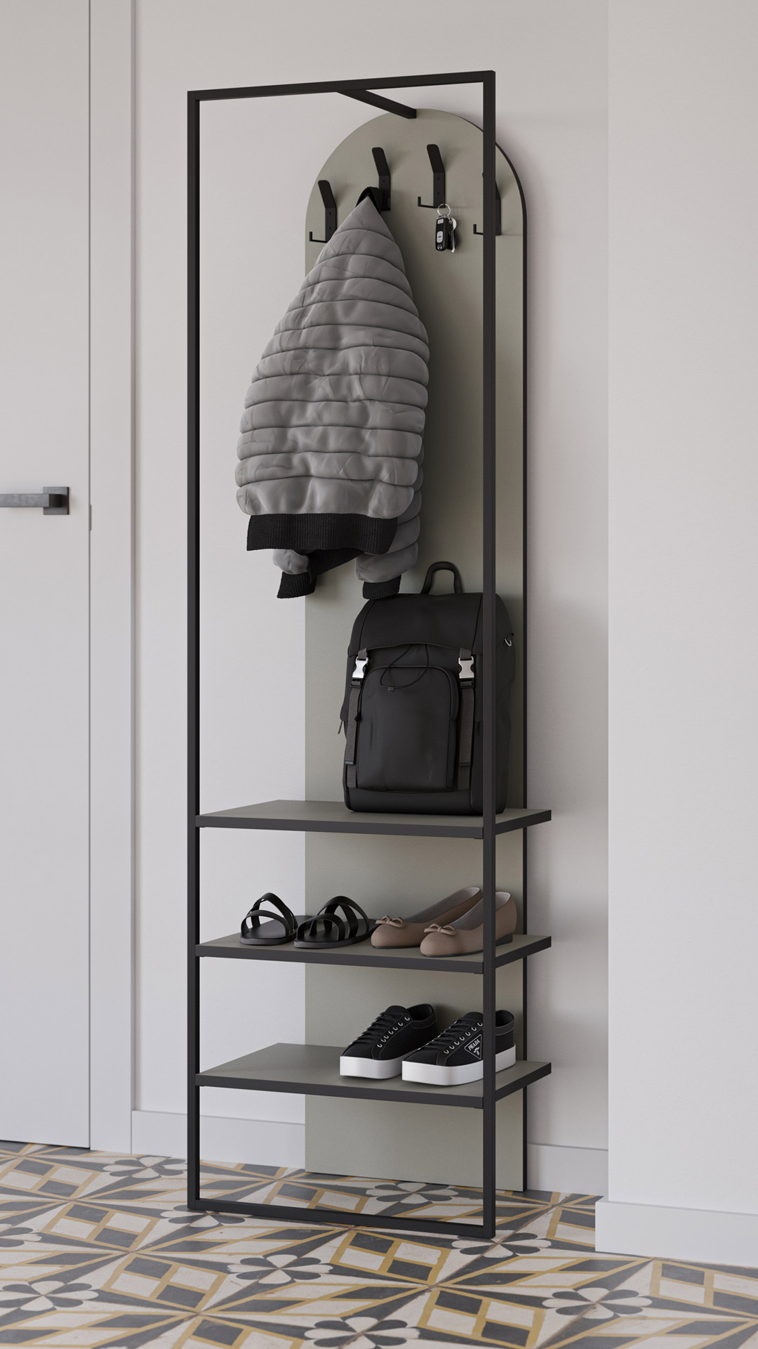 Perchero Zapatero verde Enora | Top Mueble