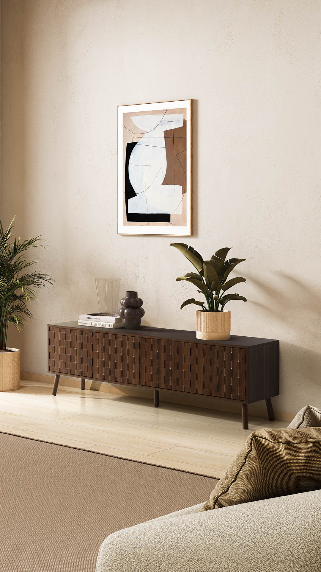 Mueble TV 160 cm Nogal Elizabeth Ambiente | Top Mueble