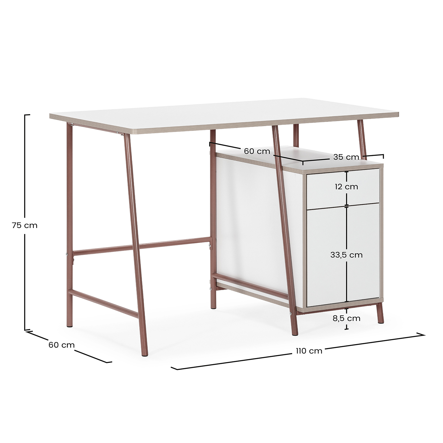 Mesa Escritorio 110 cm Gabriella Dimensiones | Top Mueble