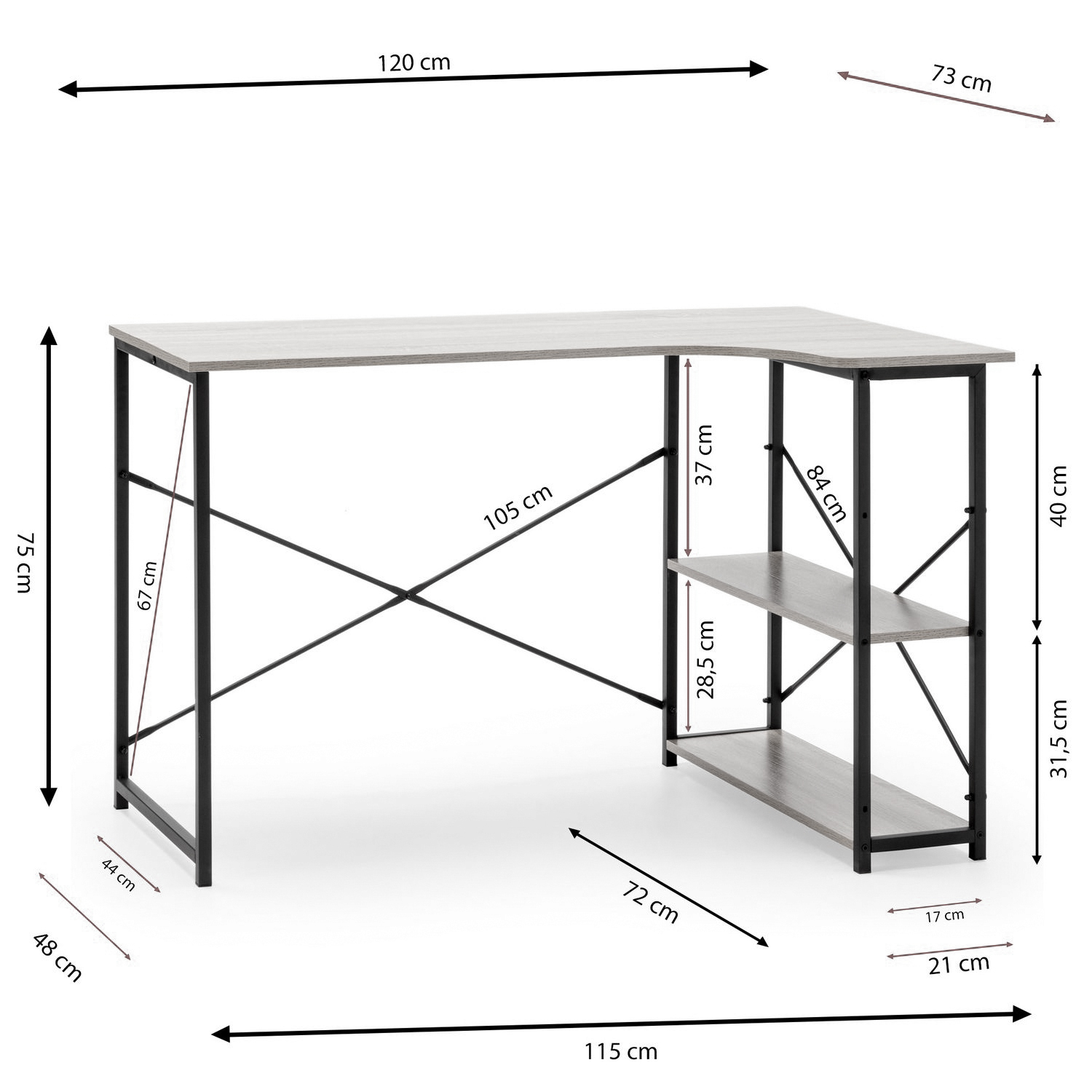 Mesa de ordenador Lorena Medidas | Top Mueble