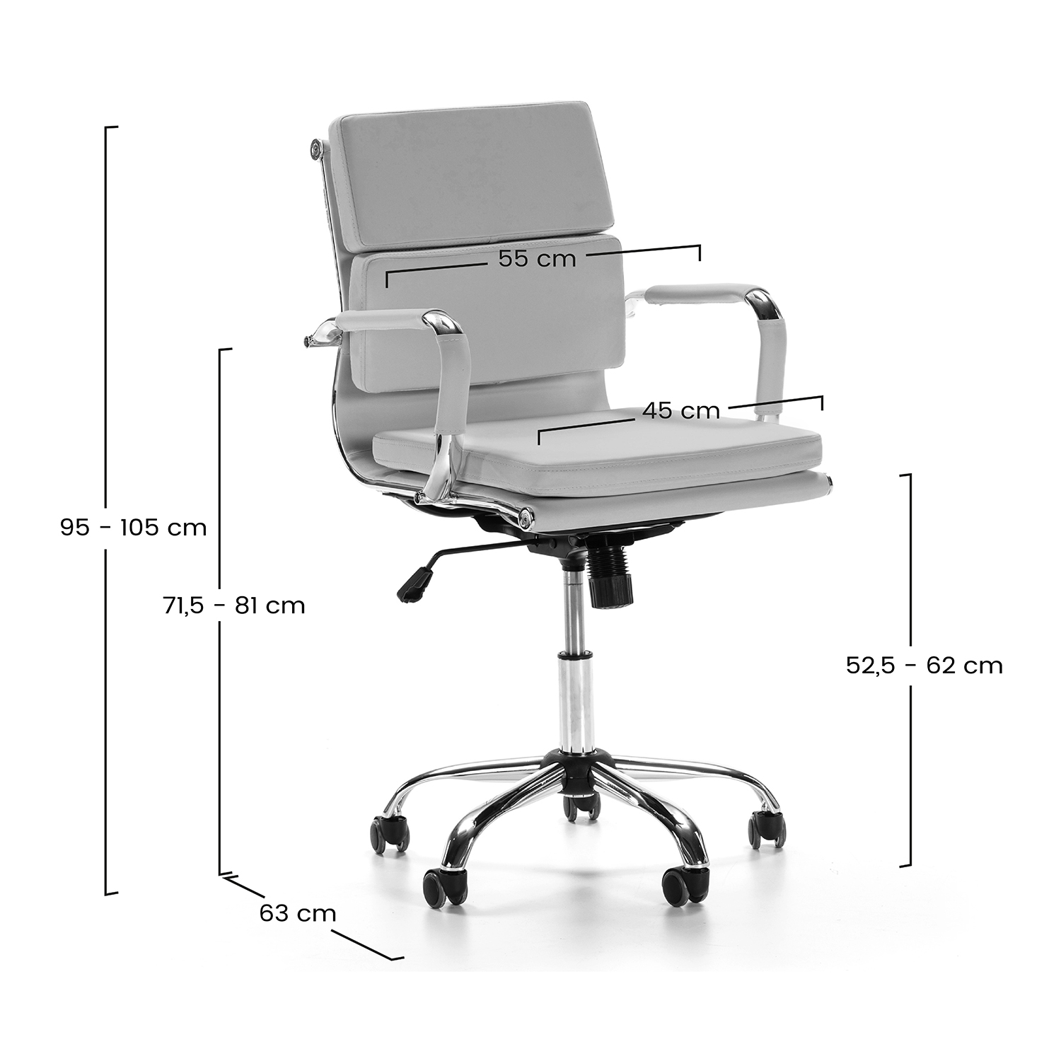 Silla escritorio moderna Fenix medidas | Top Mueble
