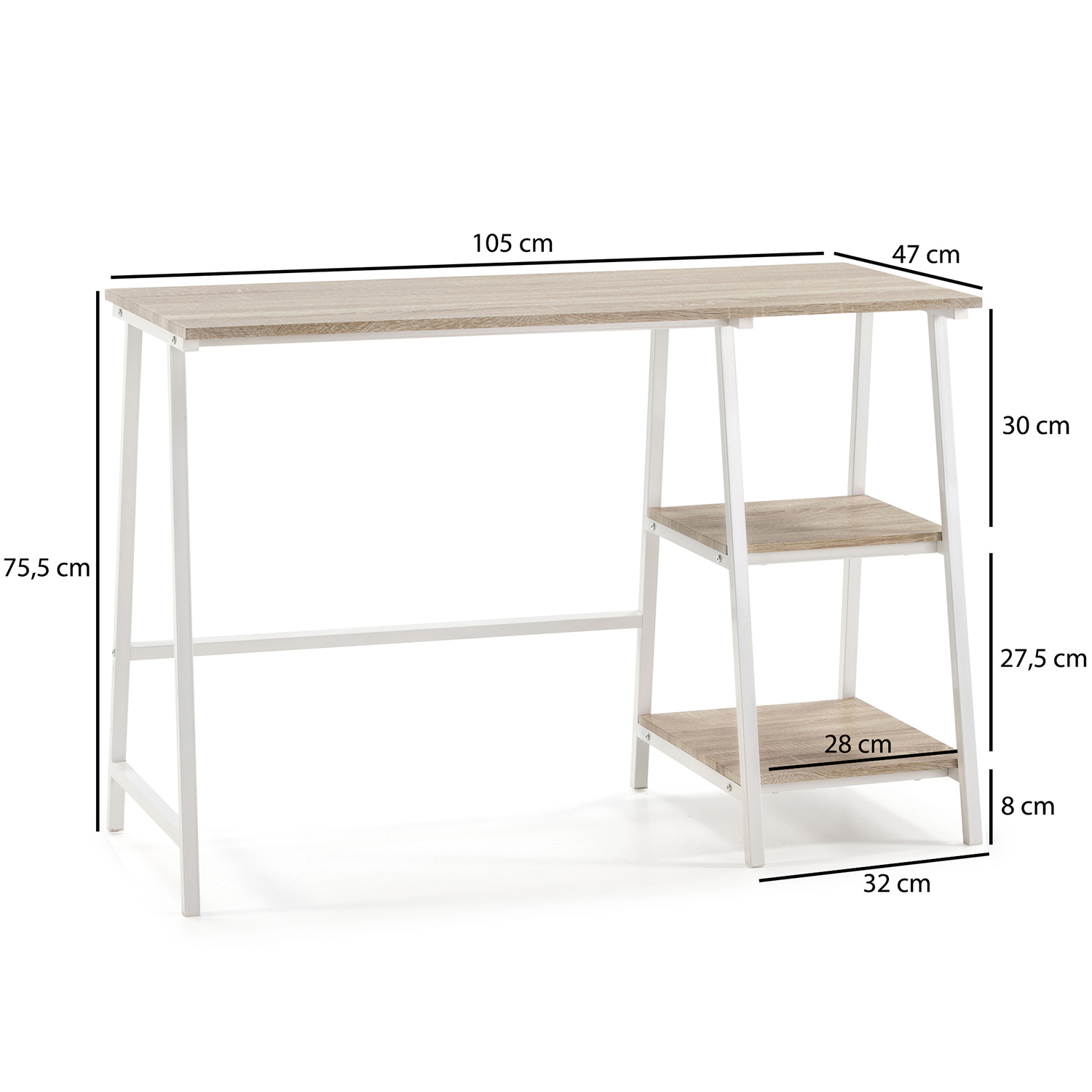 Escritorio blanco Lisboa Medidas | Top Mueble