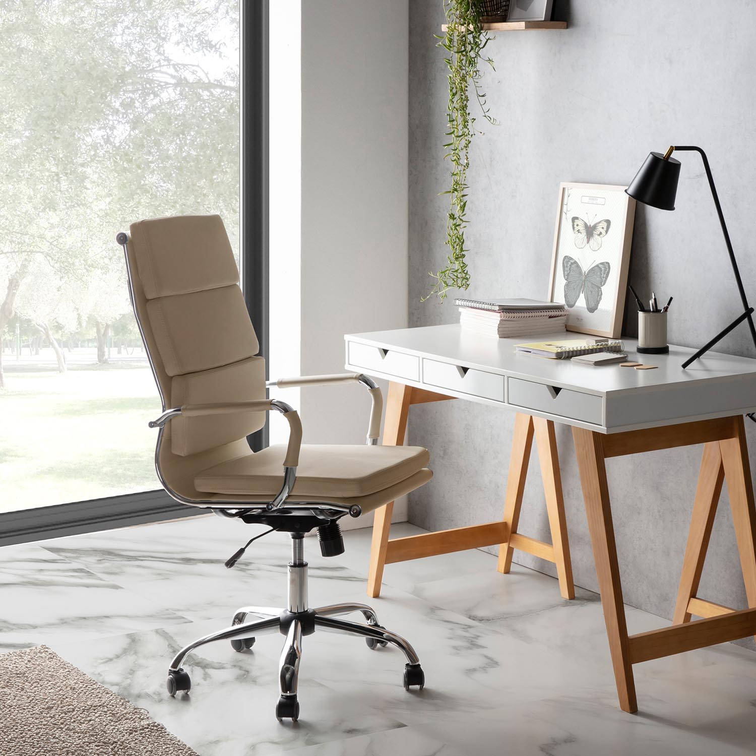 Sillon oficina taupe Morgan | Top Mueble