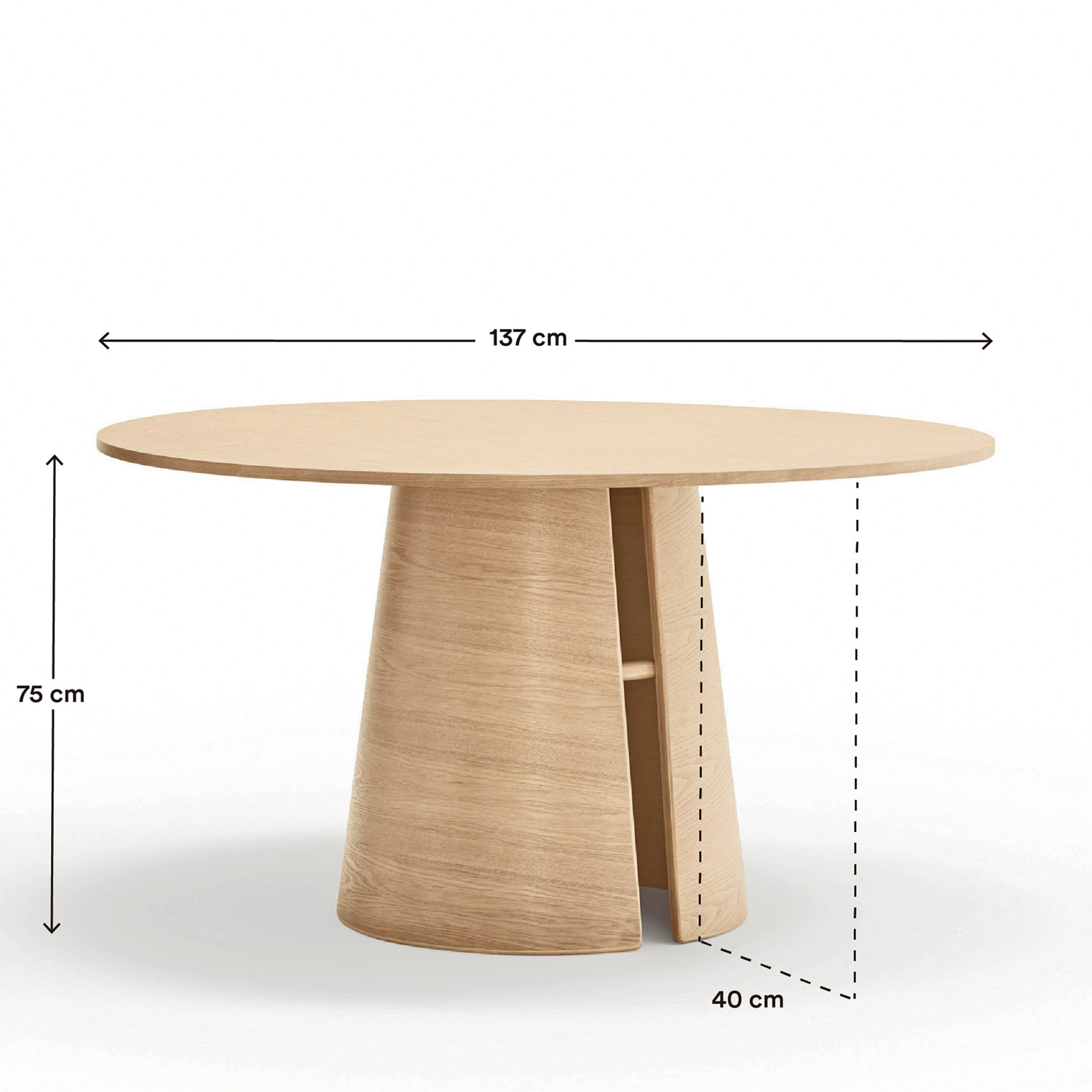 Mesa Comedor Redonda CEP 137 cm Medidas | Top Mueble