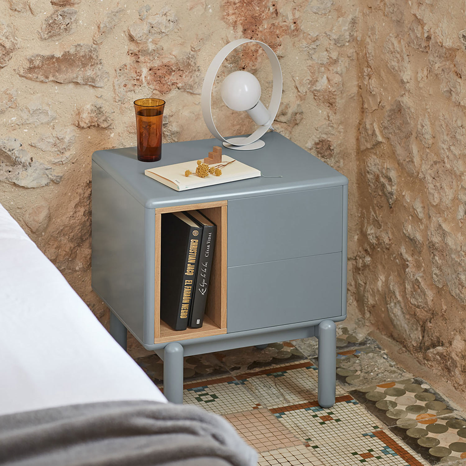 Mesita de noche Gris Perla Corvo | Top Mueble