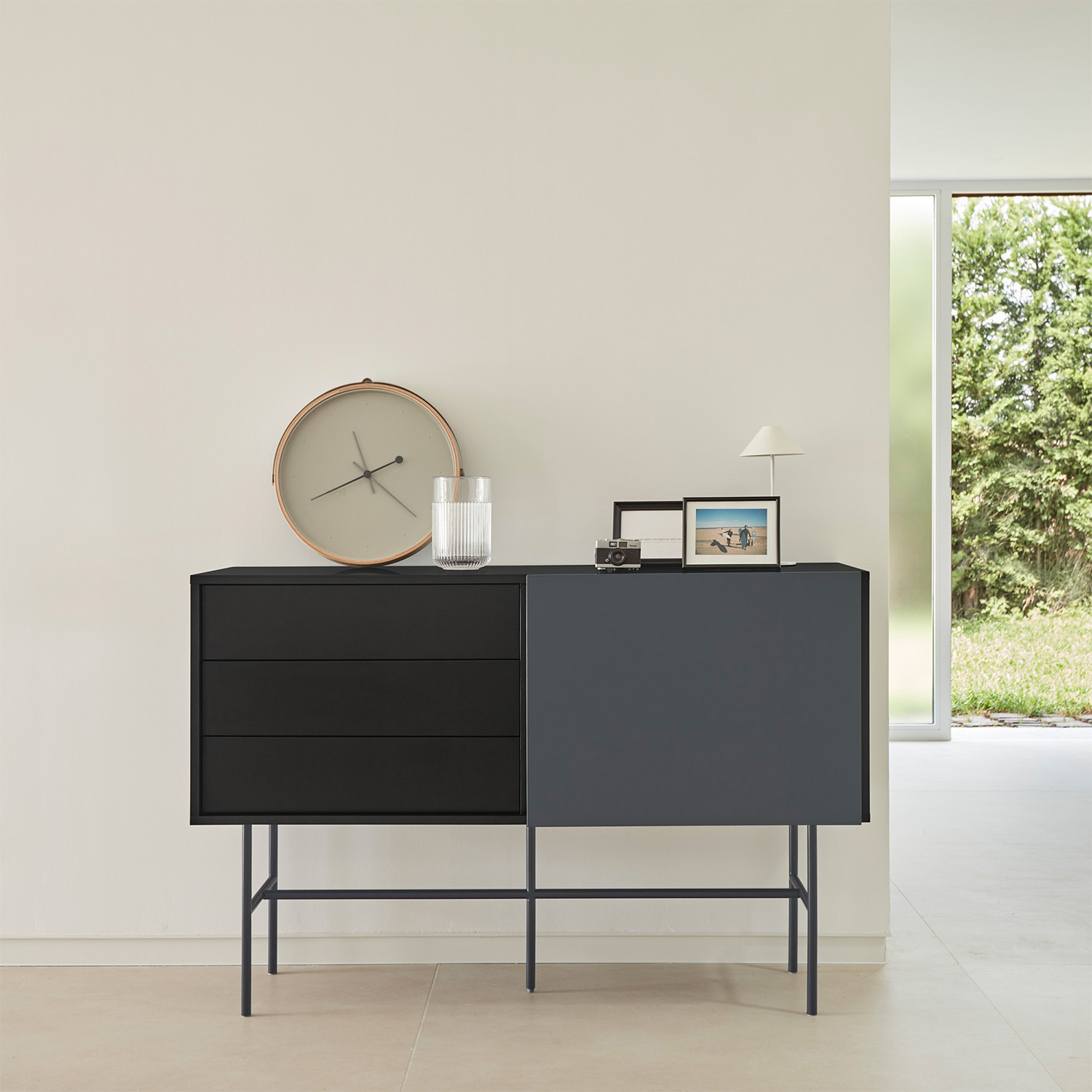 Aparador Puerta Corredera 140 cm Gris Antracita Nube Ambiente | Top Mueble