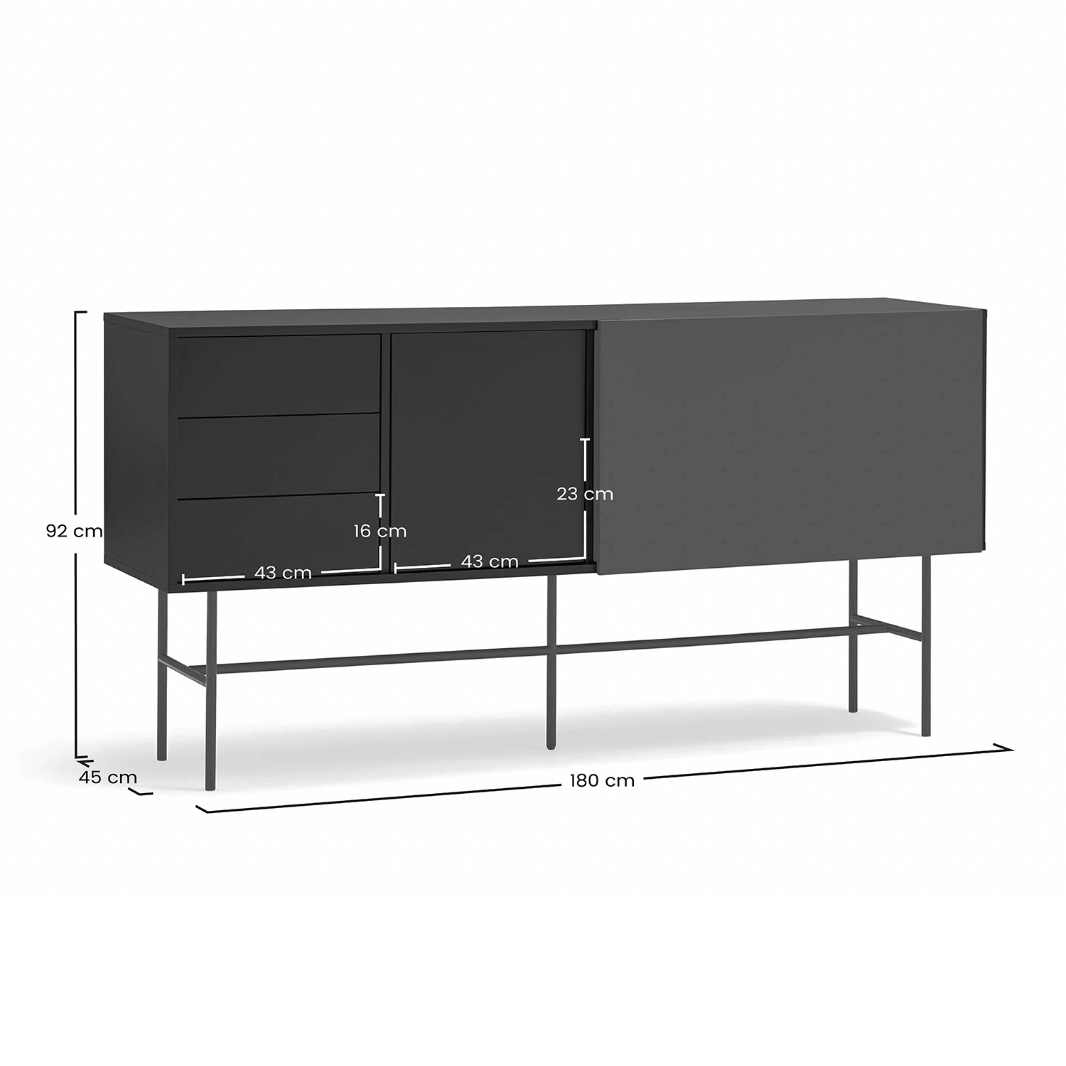 Aparador Puerta Corredera 180 cm Nube Dimensiones | Top Mueble